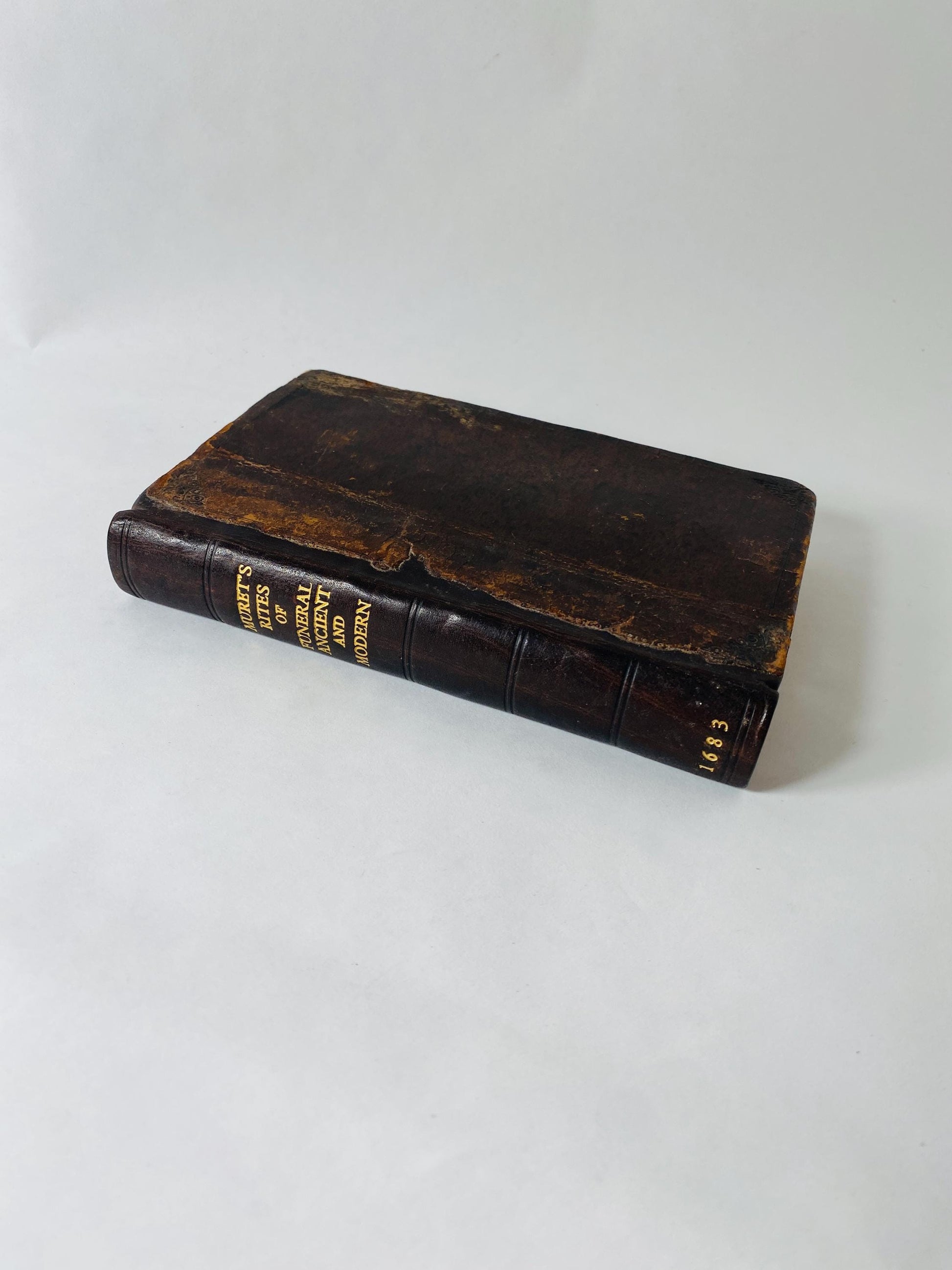 1683 Rites of Funeral Ancient and Modern in Use Through the Known World antique Paul Lorrain small leatherbound 17th-century vintage book
