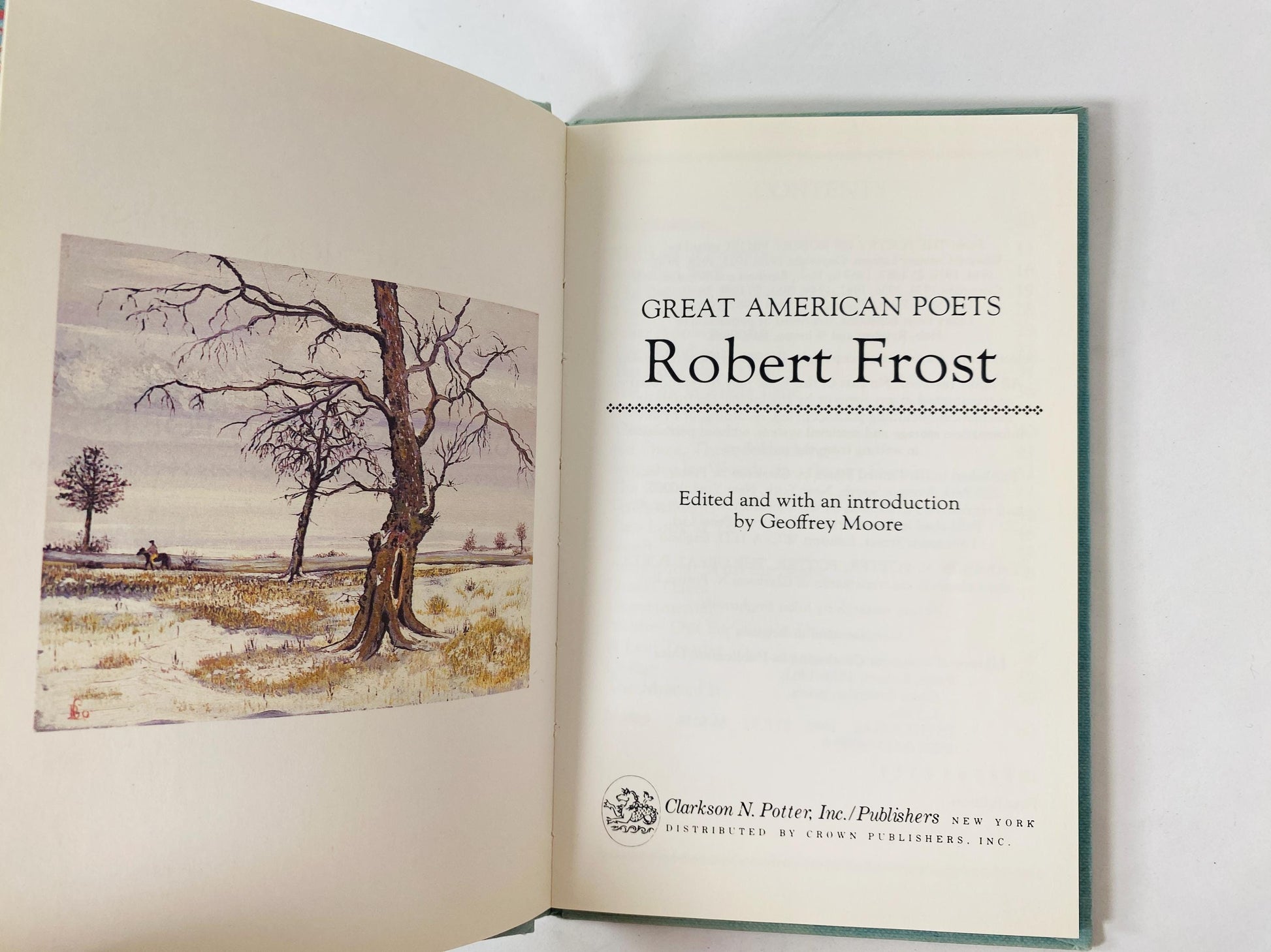 Poetry of Robert Frost vintage book of poems circa 1986 EARLY PRINTING home decor Rural Life Pulitzer Prize Road Less Traveled