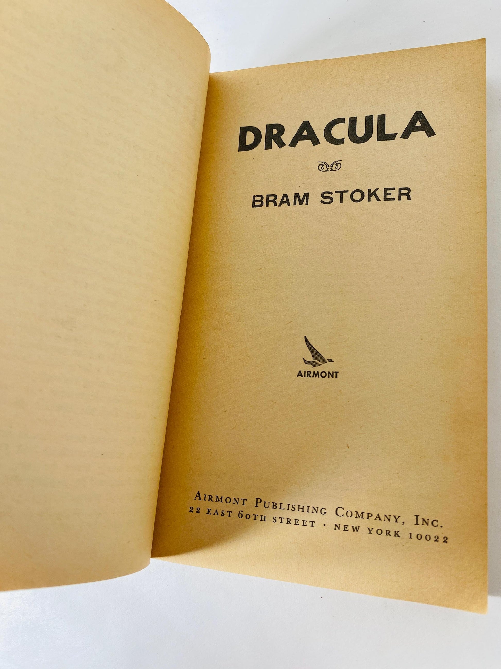 Dracula vintage Airmont paperback book by Bram Stoker circa 1965 collector gift Gothic gift emo goth. Black blue home decor