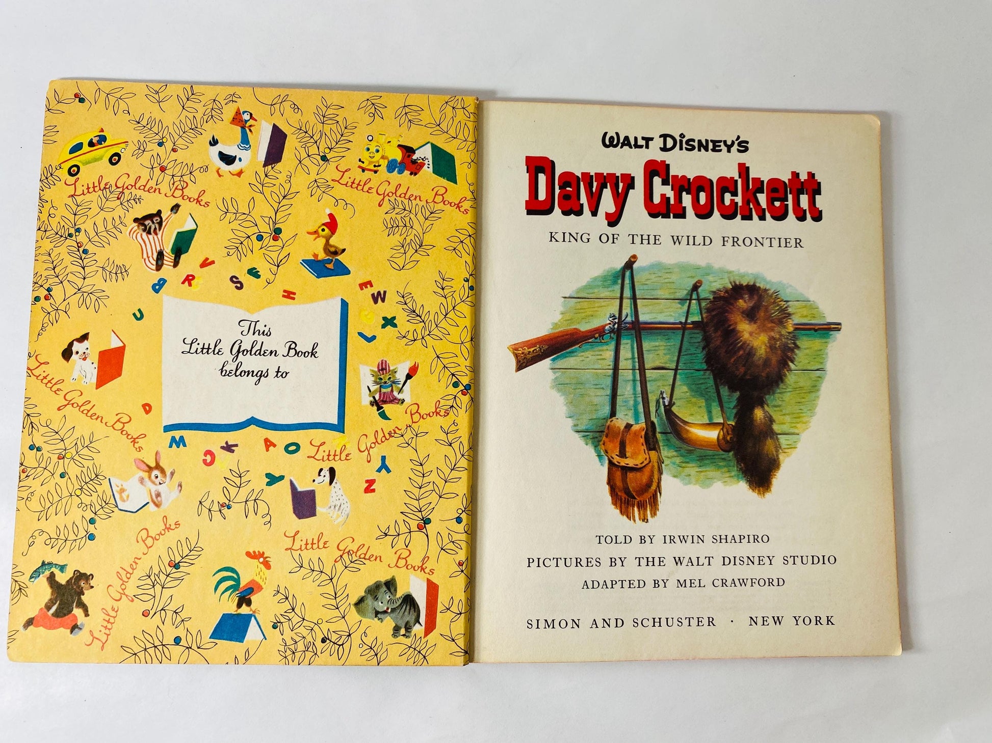 Davy Crockett vintage Little Golden Book circa 1955 Walt Disney