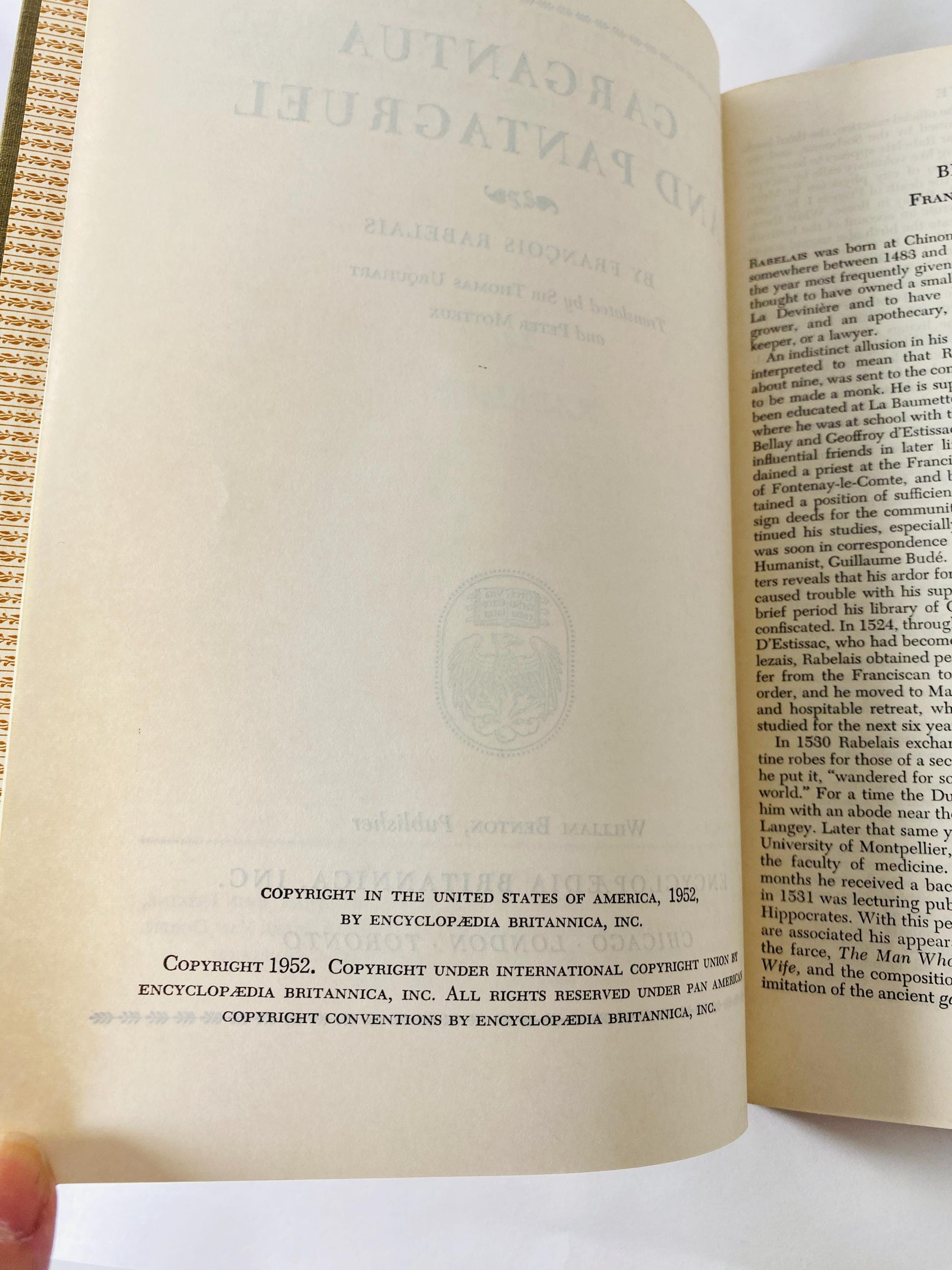 1958 Rabelais Works vintage Britannica Great books Gargantua and Pantagruel