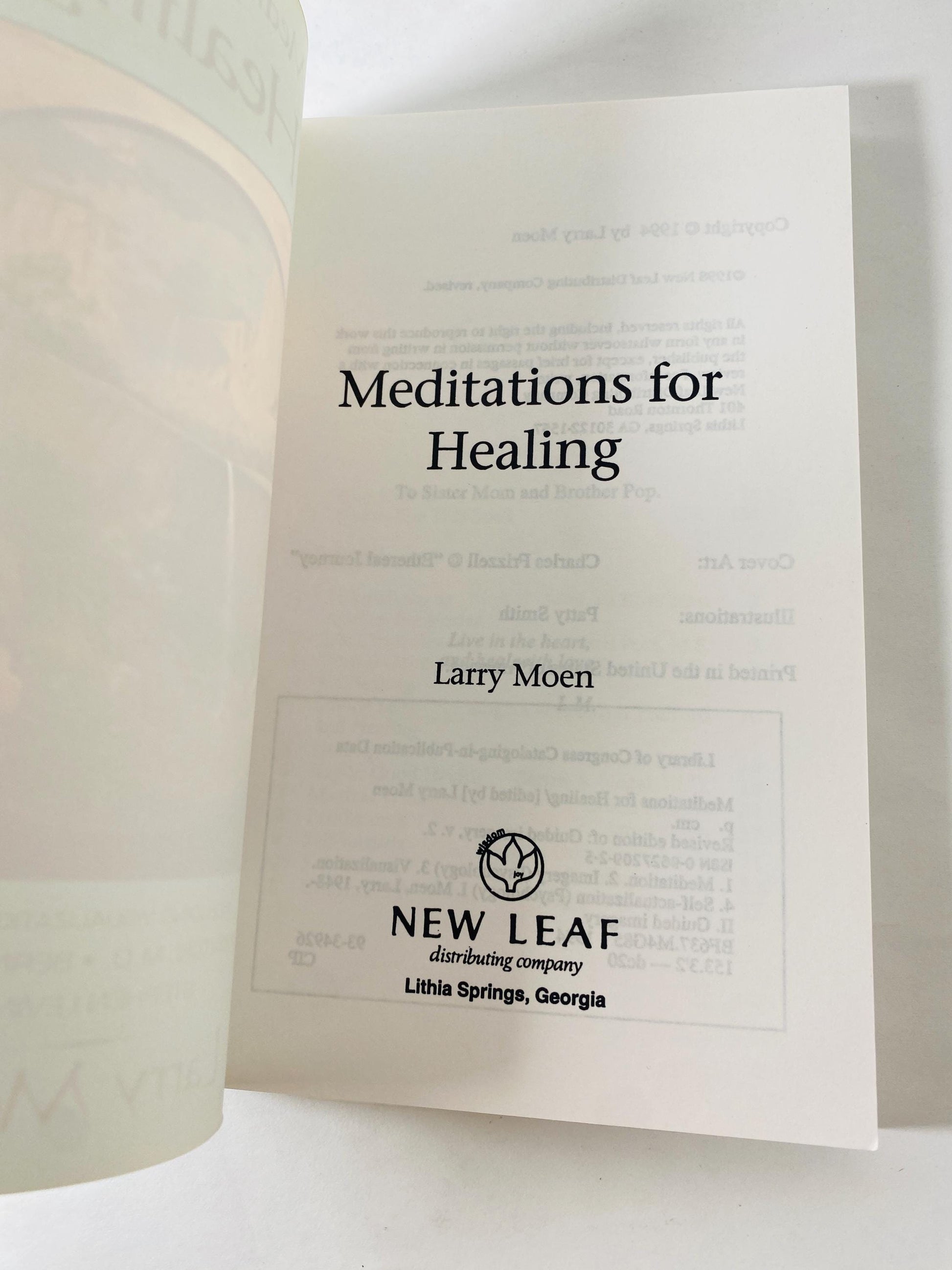 Meditations for Healing vintage paperback book by Larry Moen 1998 Guided Imagery Book, Meditation Self Help, occult