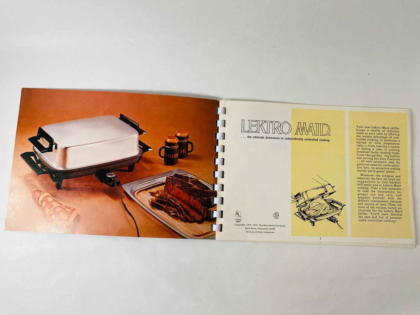 Vintage 1975 Lektro Maid instructions recipe booklet, Miracle Maid West Bend Electric Skillet Manual, Retro Cookbook kitchen collectible