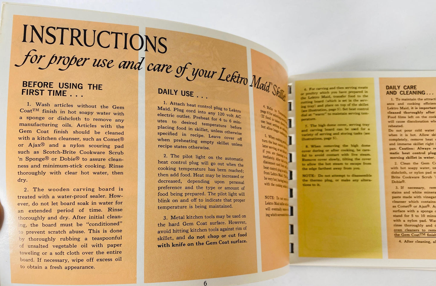 Vintage 1975 Lektro Maid instructions recipe booklet, Miracle Maid West Bend Electric Skillet Manual, Retro Cookbook kitchen collectible