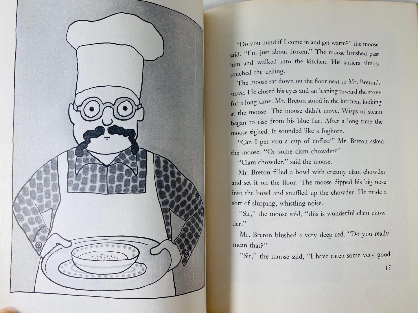 Blue Moose vintage children's Weekly Reader book by Manus Pinkwater circa 1975 about a who serves as head waiter and cooks gourmet meals