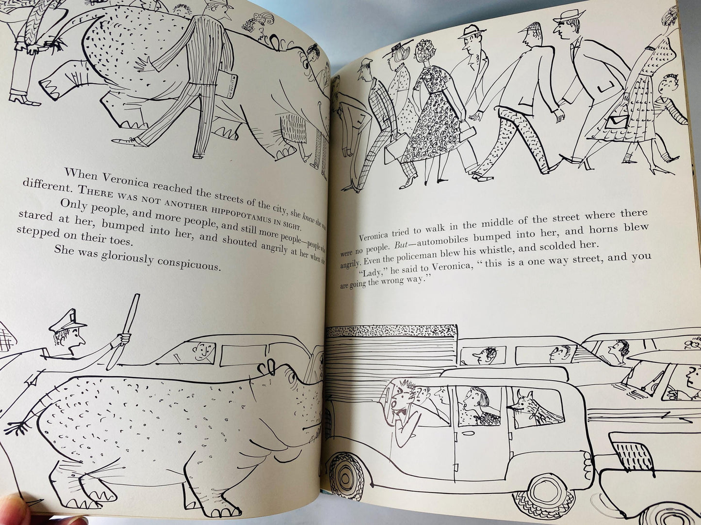 Veronica vintage Weekly Reader children's book by Roger Duvoisin circa 1961 about a hippopotamus who wants to stand out from the herd