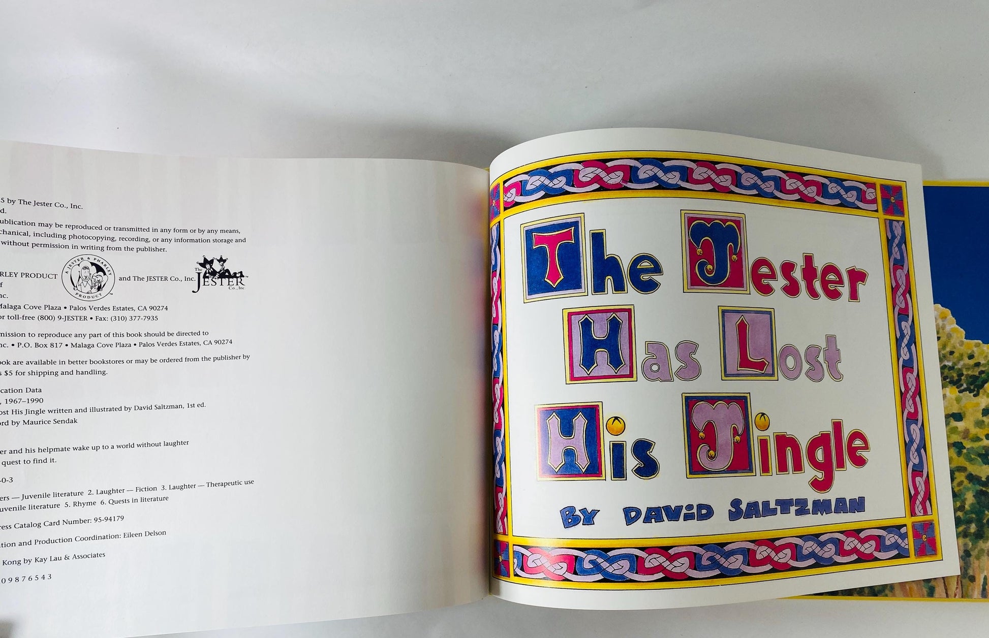 1995 The Jester Has Lost His Jingle vintage children's book David Saltzman FIRST EDITION Picture Book Maurice Sendak Afterword