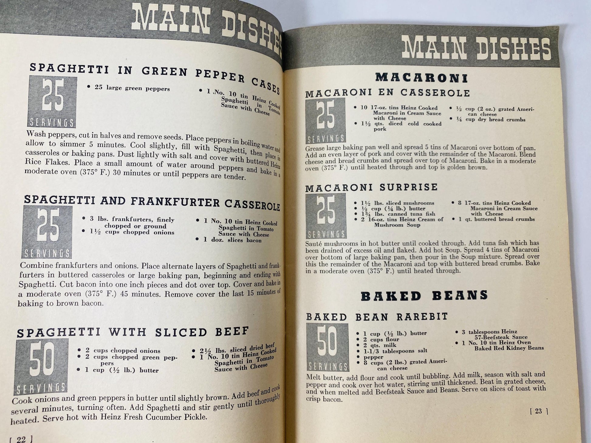 1937 Heinz Book of Quantity Recipes and Menus Vintage Advertising Cookbook Restaurant Recipes for 25–50