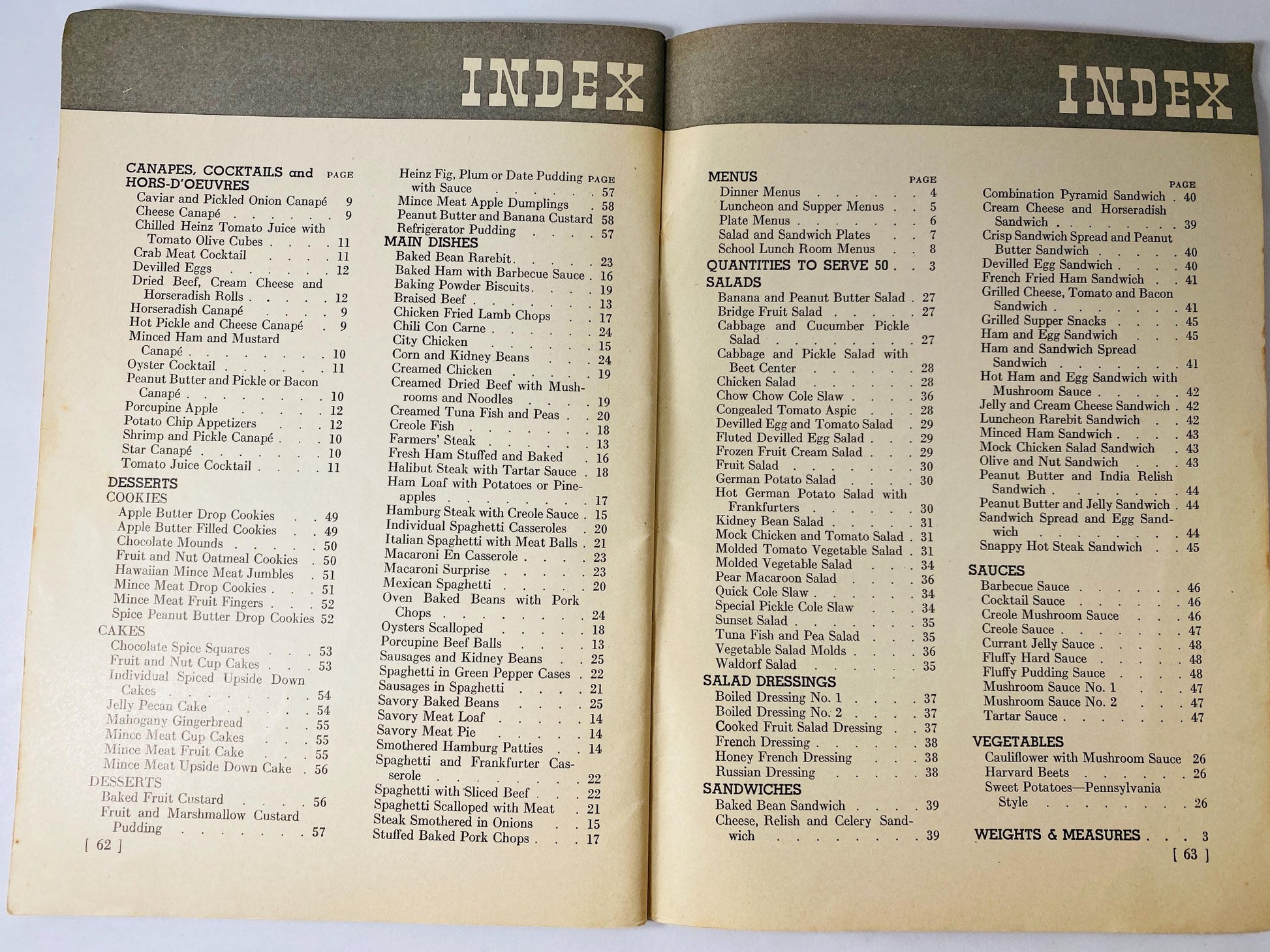 1937 Heinz Book of Quantity Recipes and Menus Vintage Advertising Cookbook Restaurant Recipes for 25–50