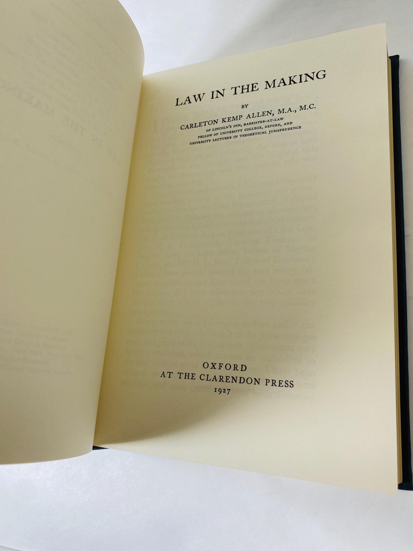 Law in the Making by British legal scholar Sir Carleton Kemp Allen Leather Bound Legal Book with Gilt Pages Vintage Lawyer Gift