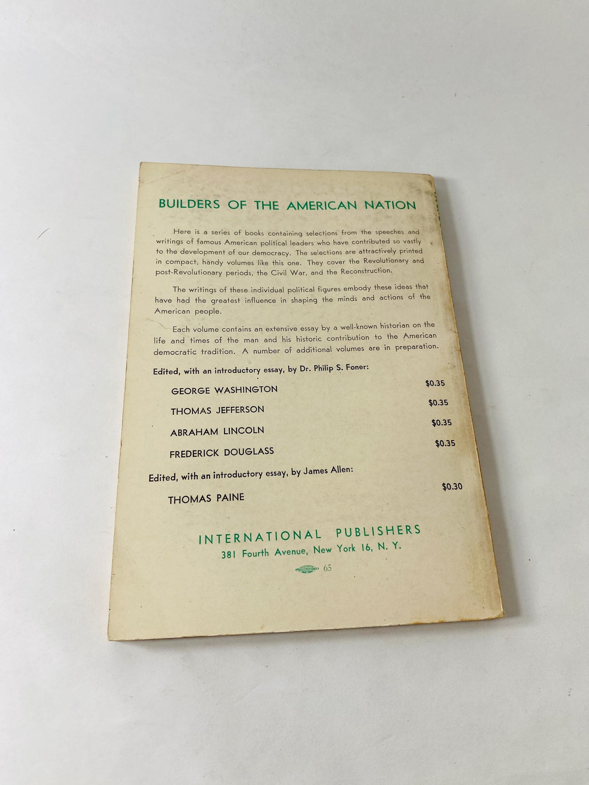 1946 Samuel Adams Selections from His Writings American Revolution History vintage philosophy paperback book