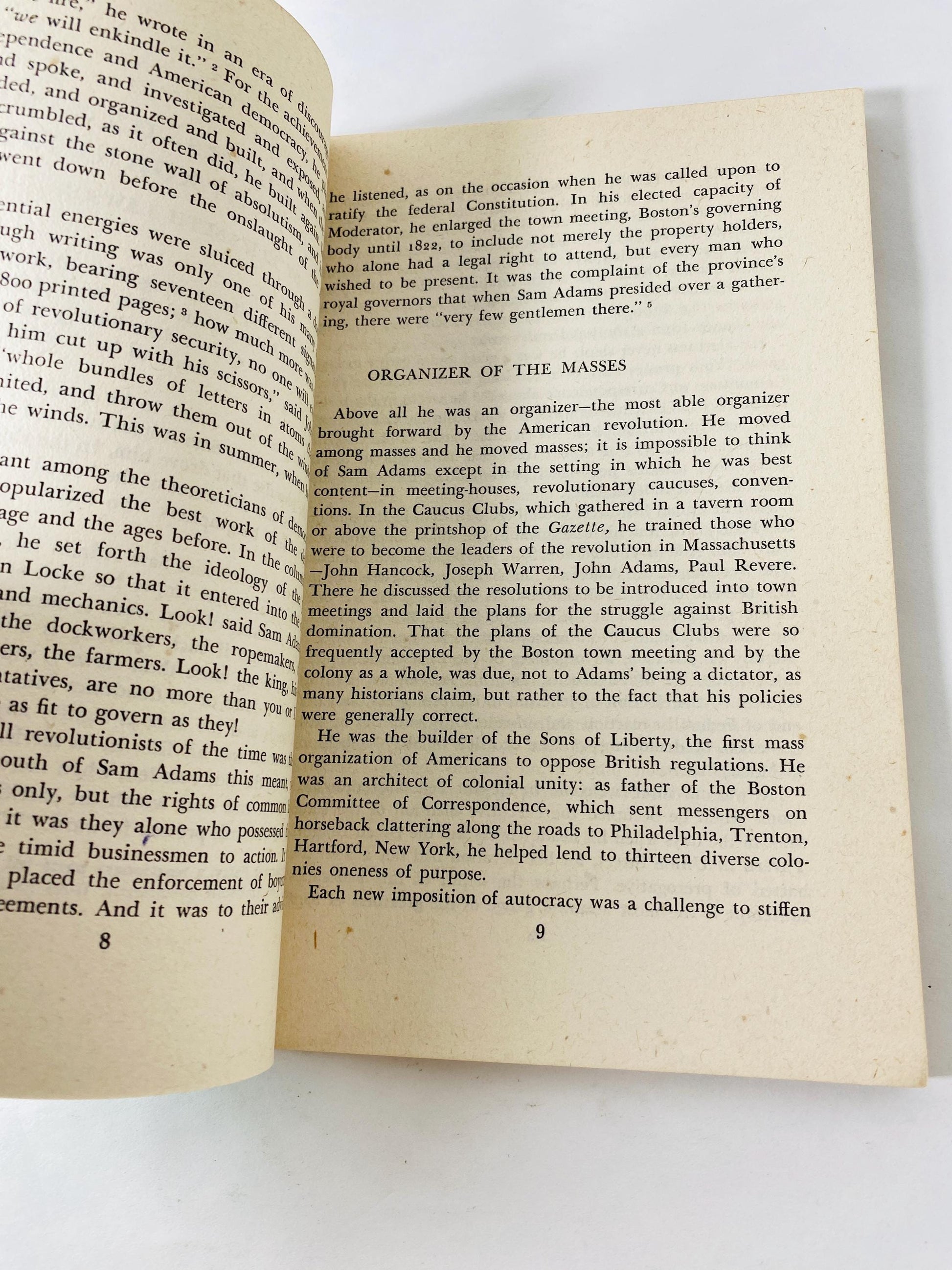 1946 Samuel Adams Selections from His Writings American Revolution History vintage philosophy paperback book