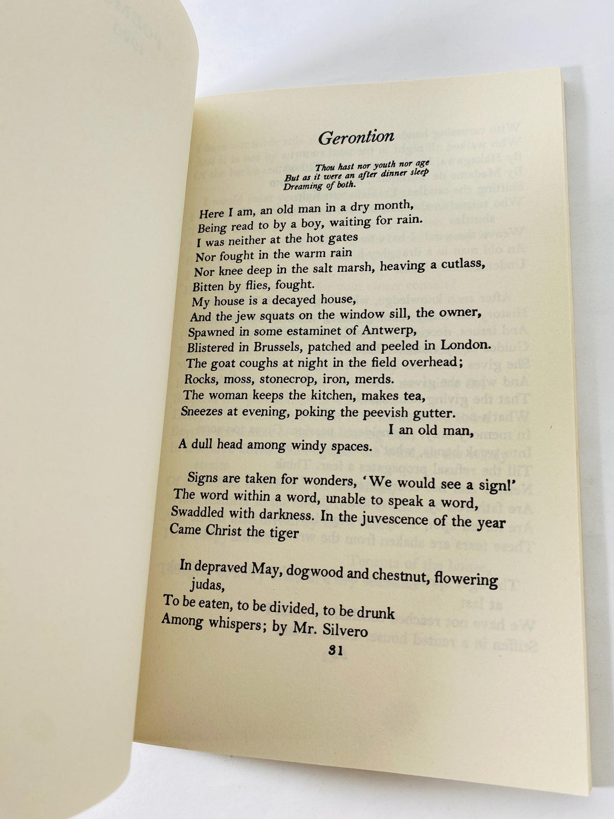 1971 TS Eliot vintage paperback book Selected Poems Love Song of J. Alfred Prufrock, Game of Chess, Waste Land, Hollow Men, Ash-Wednesday