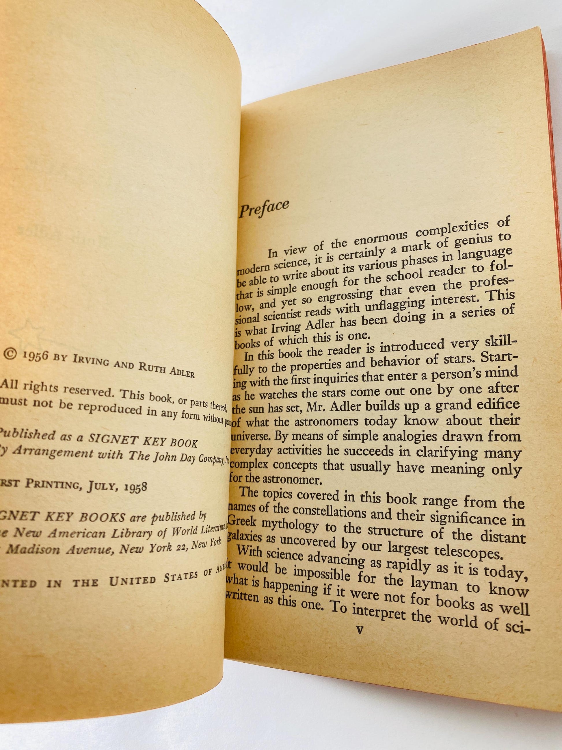 1958 Stars Steppingstones into Space Irving vintage Signet paperback book by Adler Astronomy Key Mid Century Science