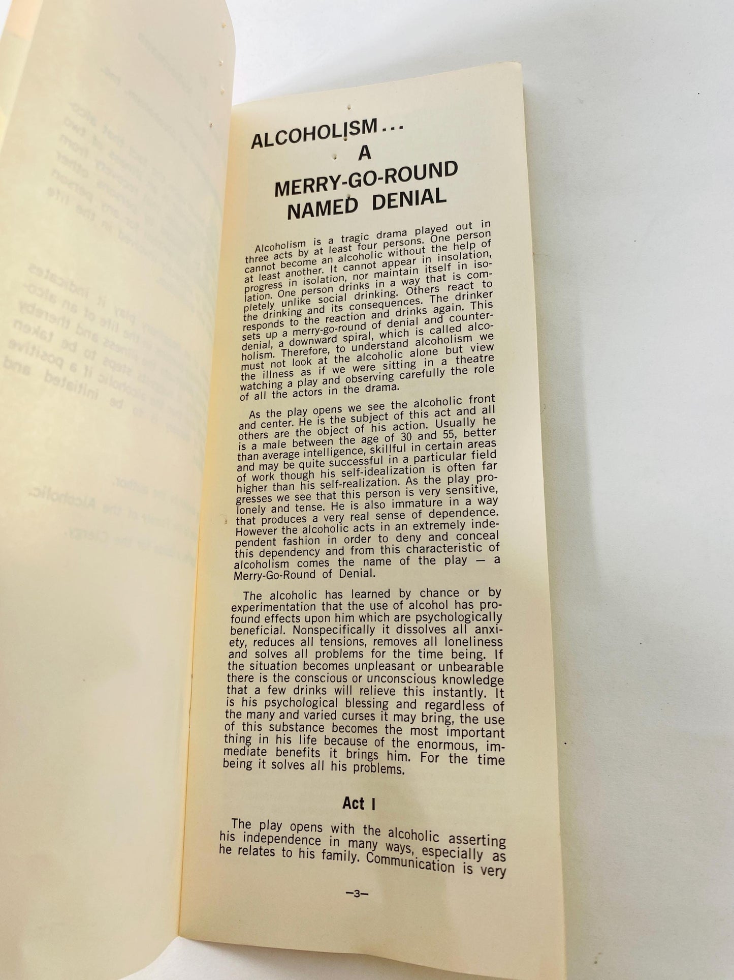 Vintage Alcoholism A Merry-Go-Round Named Denial Booklet by Rev Joseph L Kellermann Recovery AA Al-Anon Pamphlet circa 1987