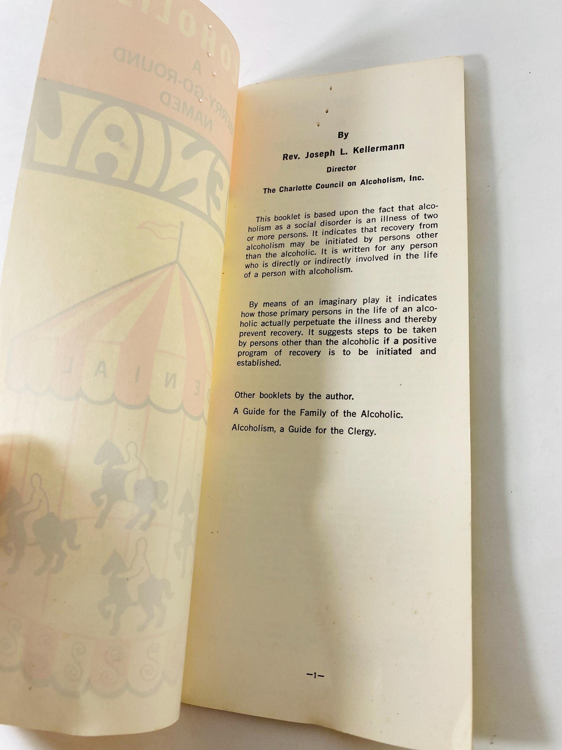 Vintage Alcoholism A Merry-Go-Round Named Denial Booklet by Rev Joseph L Kellermann Recovery AA Al-Anon Pamphlet circa 1987