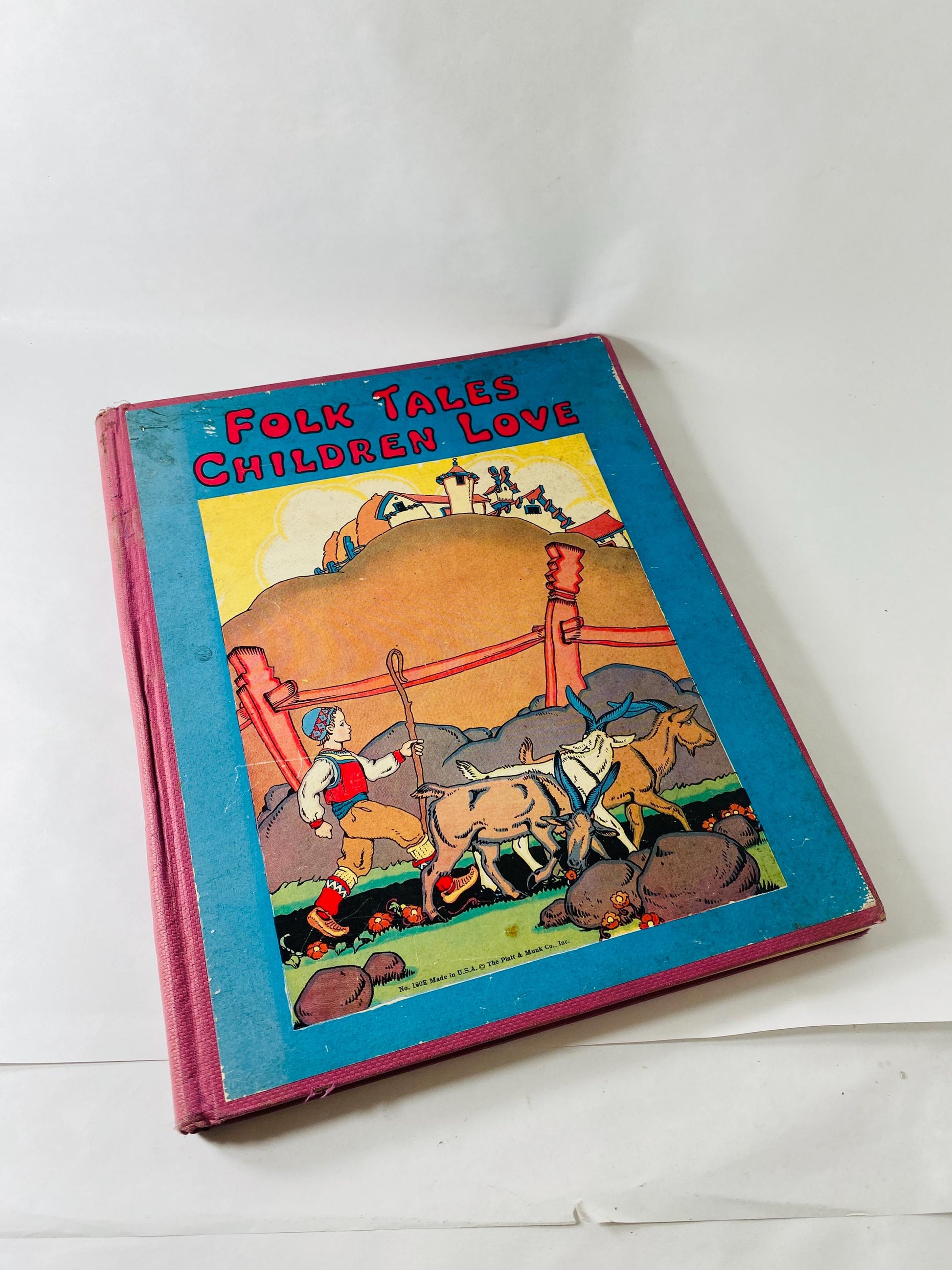 1934 Folk Tales Children Love LARGE vintage Platt & Munk book by Watty Piper Illustrated Children's Book Fairy Tales