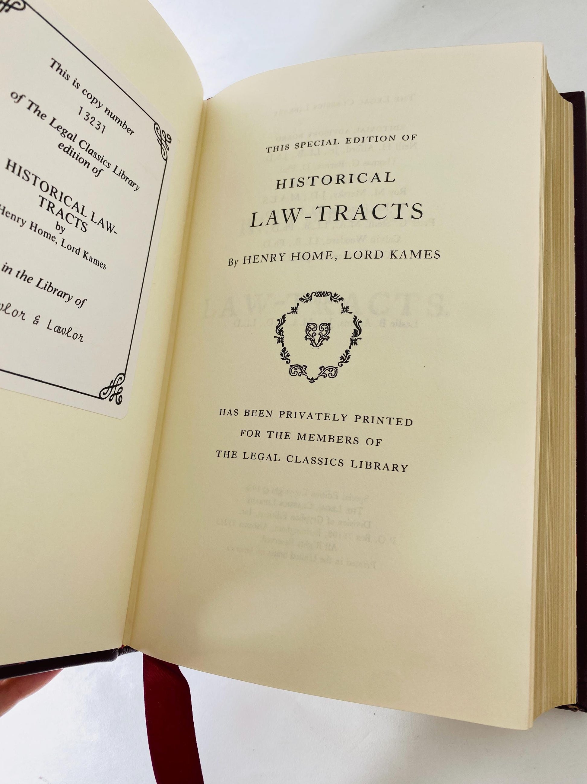 Historical Law-Tracts by Henry Home Lord Kames about property rights, contracts and evidence Vintage Lawyer Gift