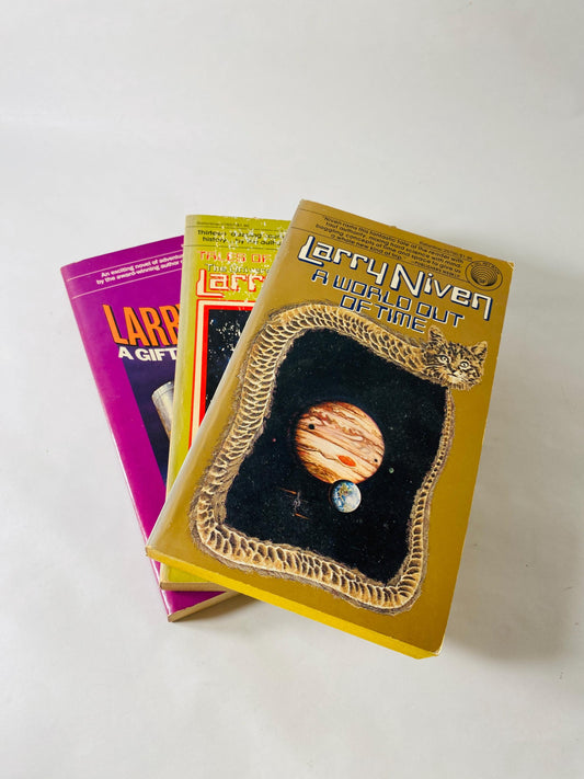 Vintage niche paperback book lot by Larry Niven set Known Space Tales, A Gift from Earth, A World Out of Time