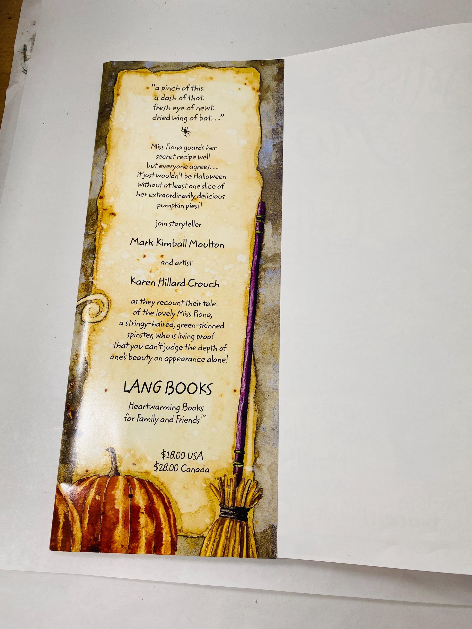 Miss Fiona's Stupendous Pumpkin Pies by Mark Moulton illustrated by Karen Crouch Vintage FIRST PRINTING children's Halloween witch decor.