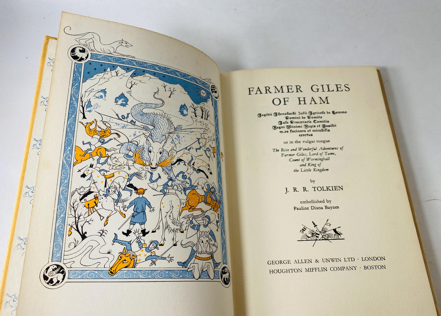 1966 Farmer Giles of Ham JRR Tolkien EARLY PRINTING vintage book Scifi, Hobbit, Lord of the Rings illustrated by Pauline Diana Baynes