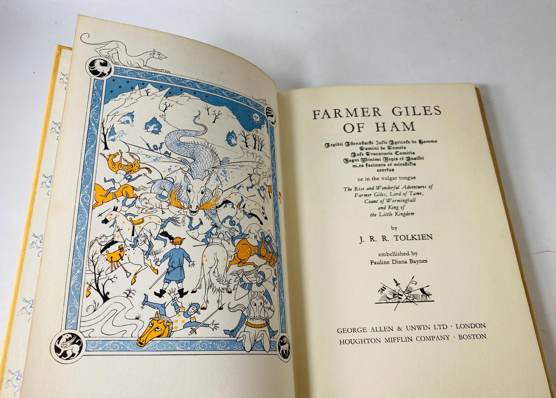 1966 Farmer Giles of Ham JRR Tolkien EARLY PRINTING vintage book Scifi, Hobbit, Lord of the Rings illustrated by Pauline Diana Baynes