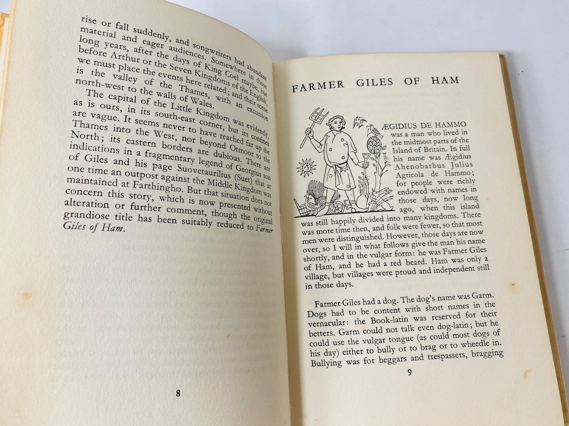 1966 Farmer Giles of Ham JRR Tolkien EARLY PRINTING vintage book Scifi, Hobbit, Lord of the Rings illustrated by Pauline Diana Baynes