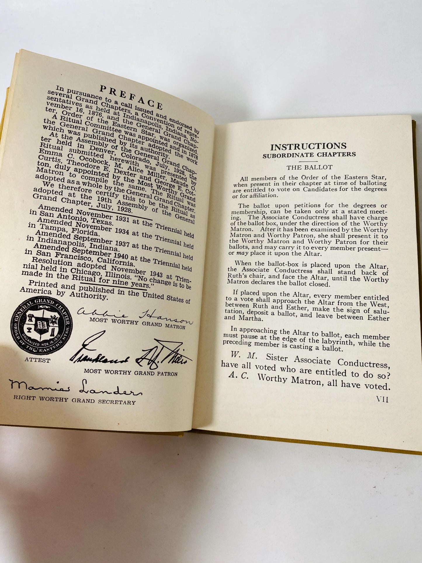1940 Order of the Eastern Star Ritual Book Freemasonry Masonic vintage ritual book mid-century religious and ceremonial ephemera