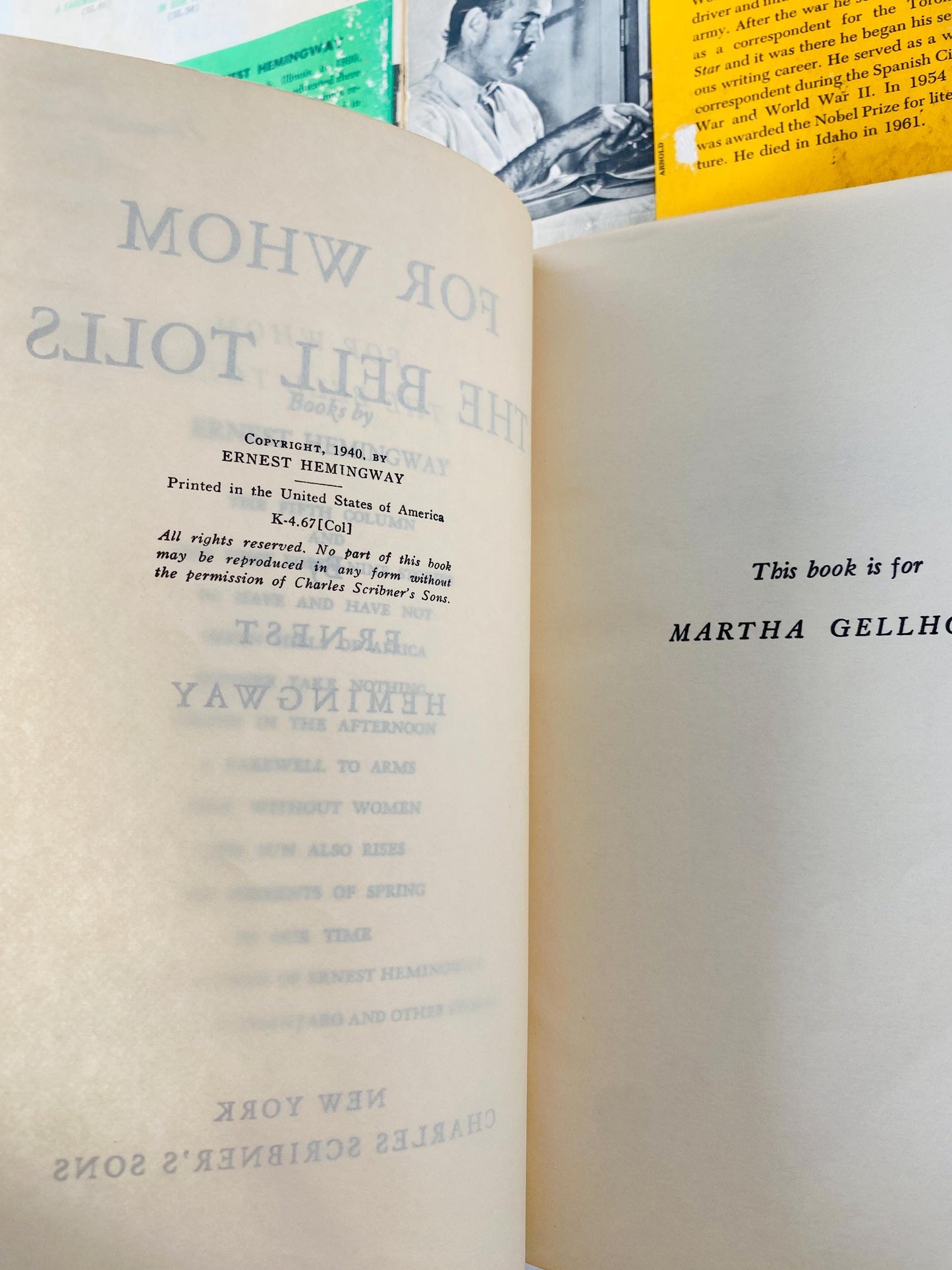 1952 Ernest Hemingway vintage paperback book set Sun Also Rises For Whom the Bell Tolls Snows of Kilimanjaro Farewell to Arms Scribner