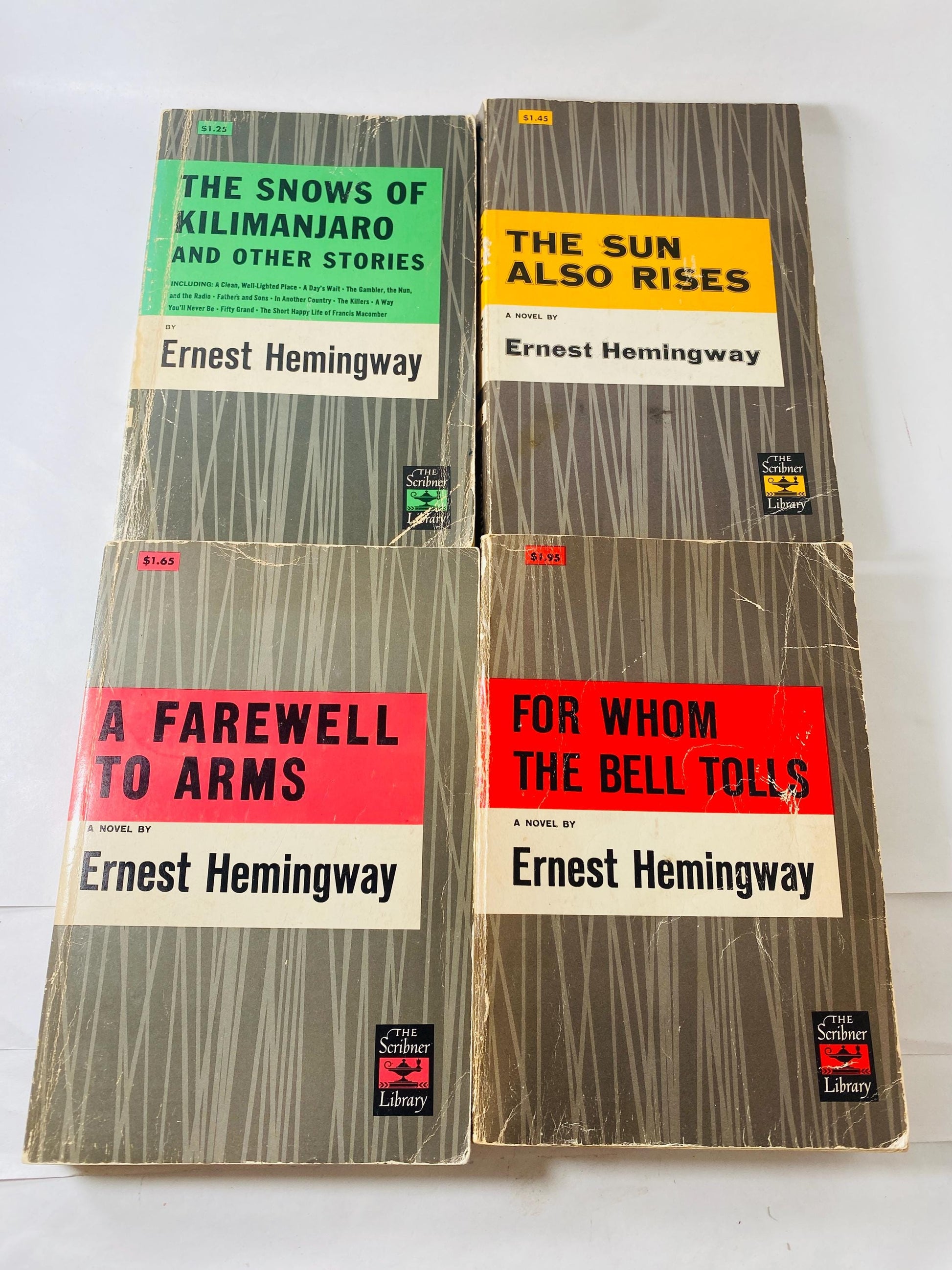 1952 Ernest Hemingway vintage paperback book set Sun Also Rises For Whom the Bell Tolls Snows of Kilimanjaro Farewell to Arms Scribner