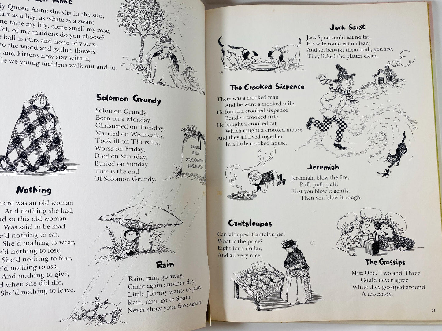 1982 Mother Goose LARGE vintage book illustrated by Gyo Fujikawa children's Fairy Tales Bedtime stories porch