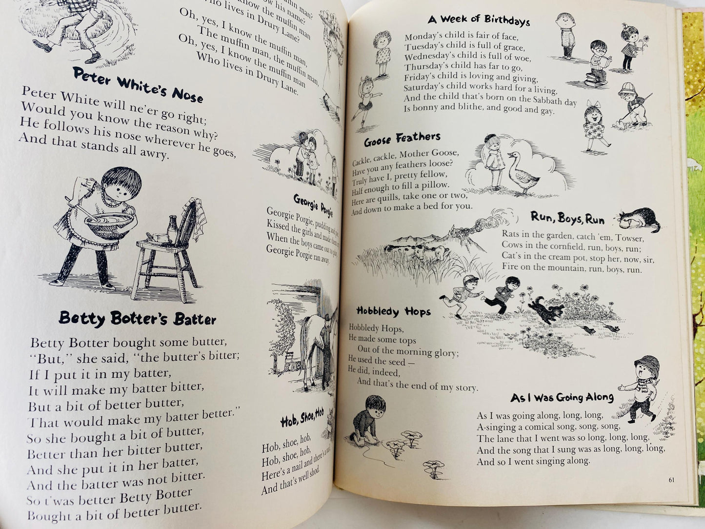 1982 Mother Goose LARGE vintage book illustrated by Gyo Fujikawa children's Fairy Tales Bedtime stories porch
