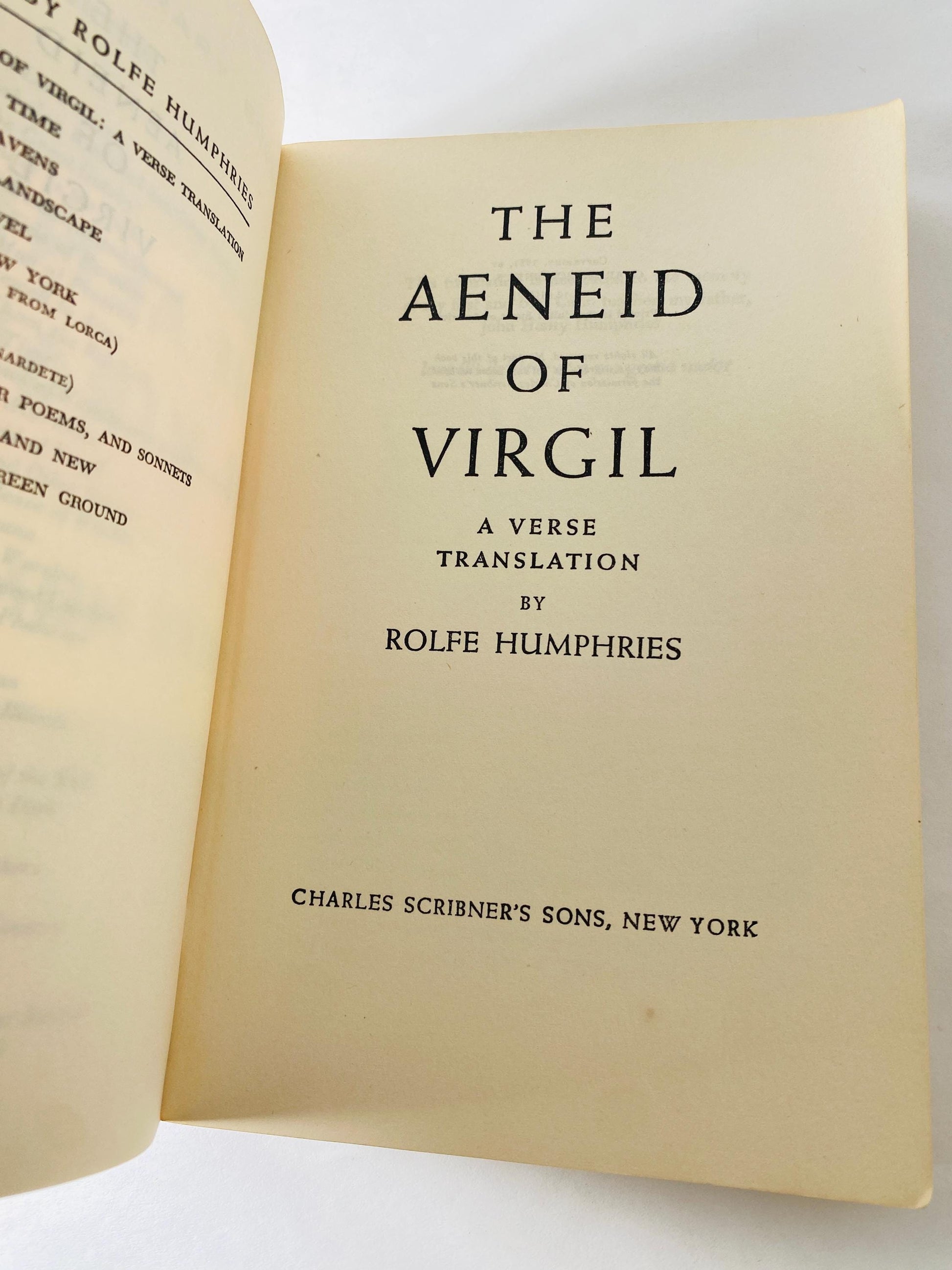 1952 The Aeneid of Virgil Vintage Paperback translated by Rolfe Humphries Classic Literature Latin epic poem Homer Odyssey