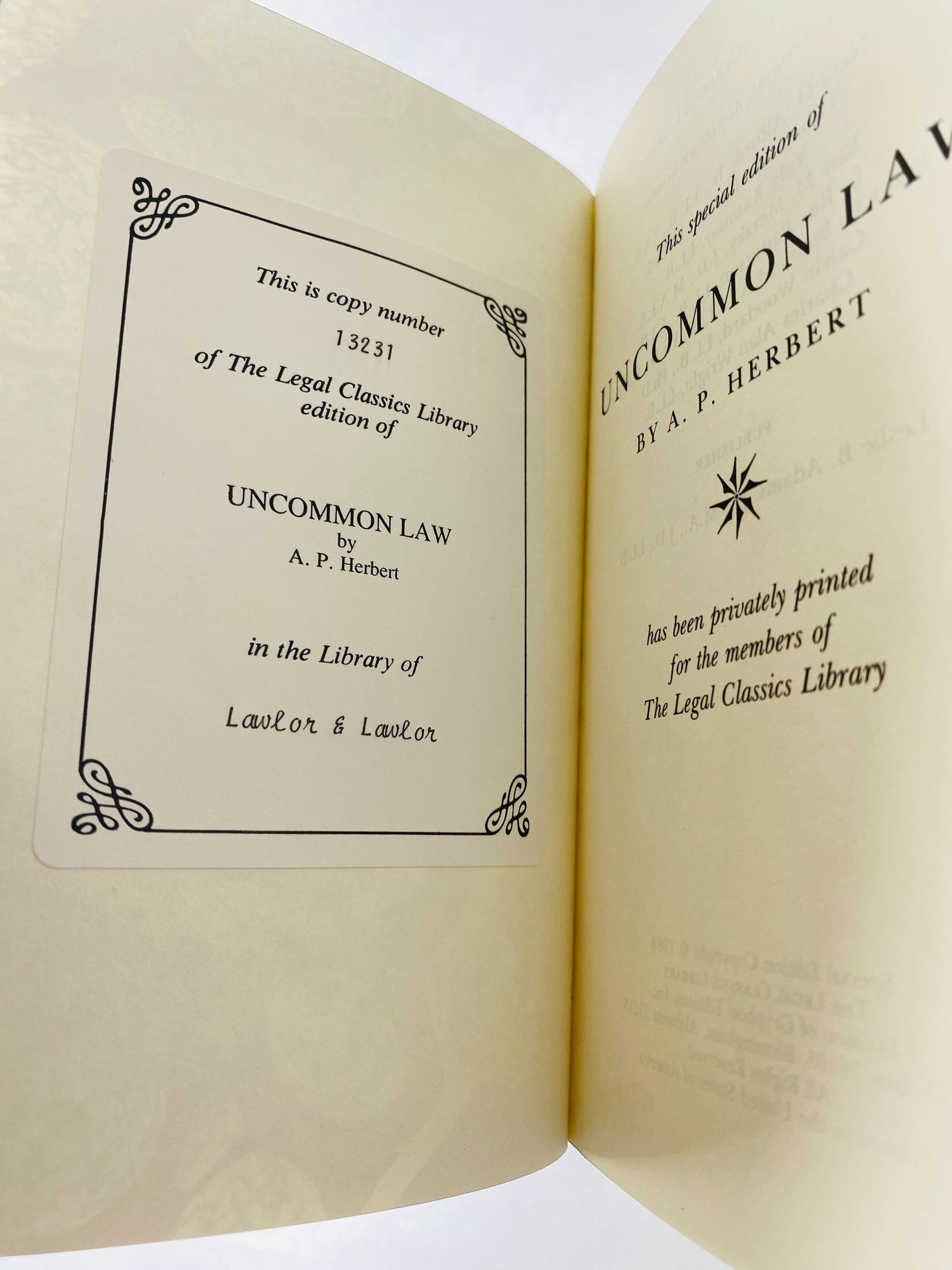 Uncommon Law by AP Herbert Leather Bound Legal Book with Gilt Pages Vintage Lawyer Gift