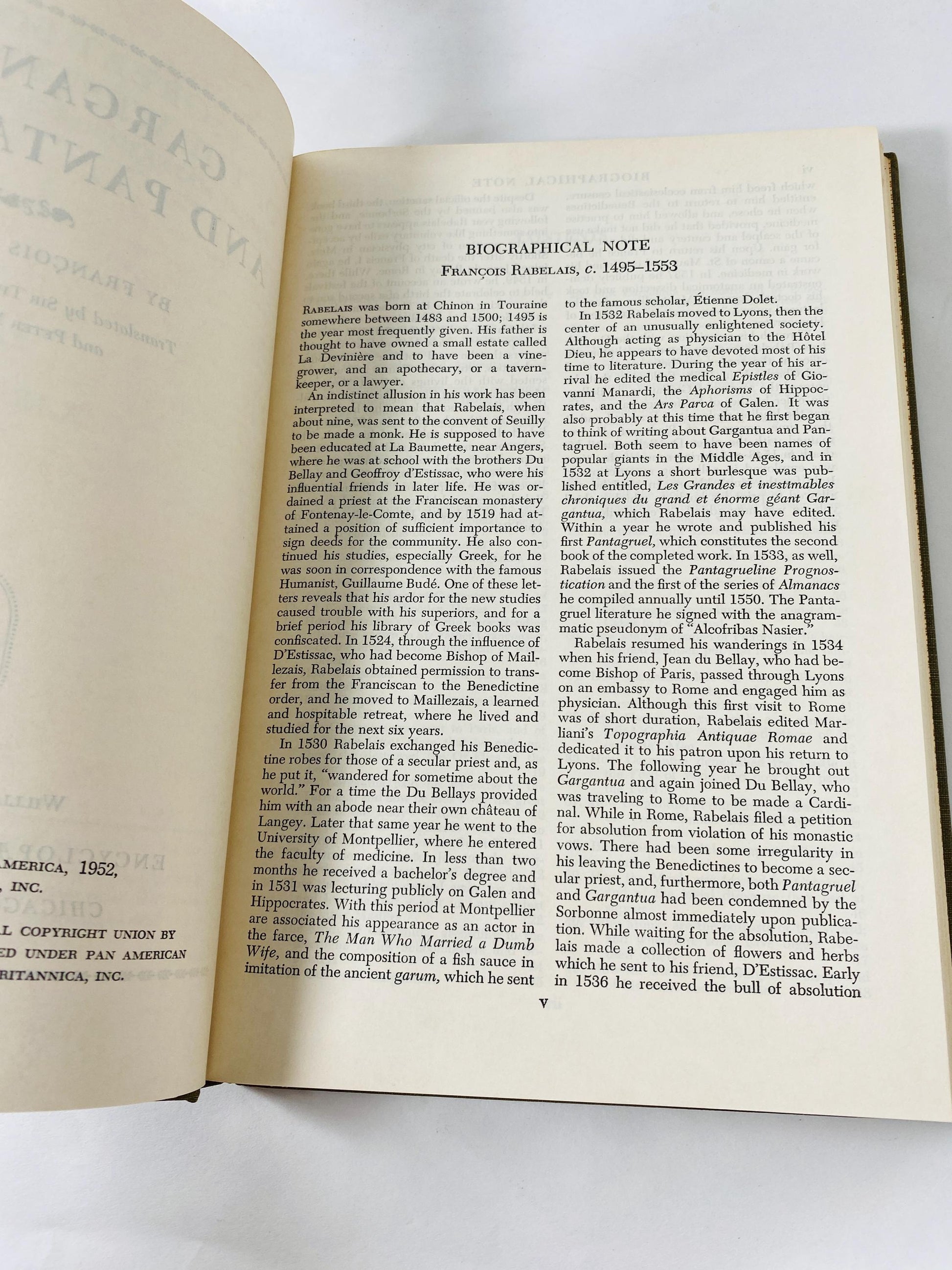 1958 Rabelais Works vintage Britannica Great books Gargantua and Pantagruel