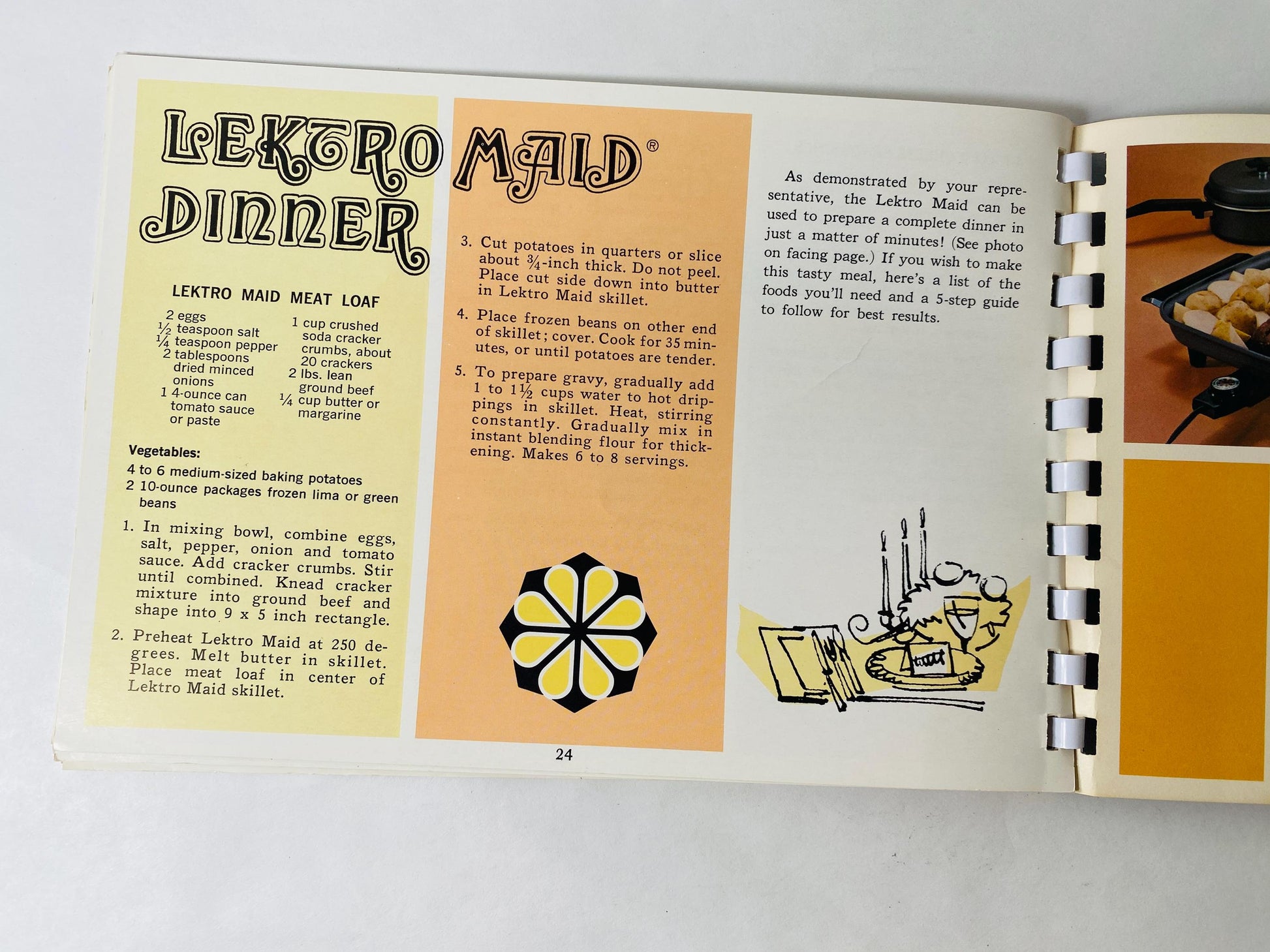 Vintage 1975 Lektro Maid instructions recipe booklet, Miracle Maid West Bend Electric Skillet Manual, Retro Cookbook kitchen collectible