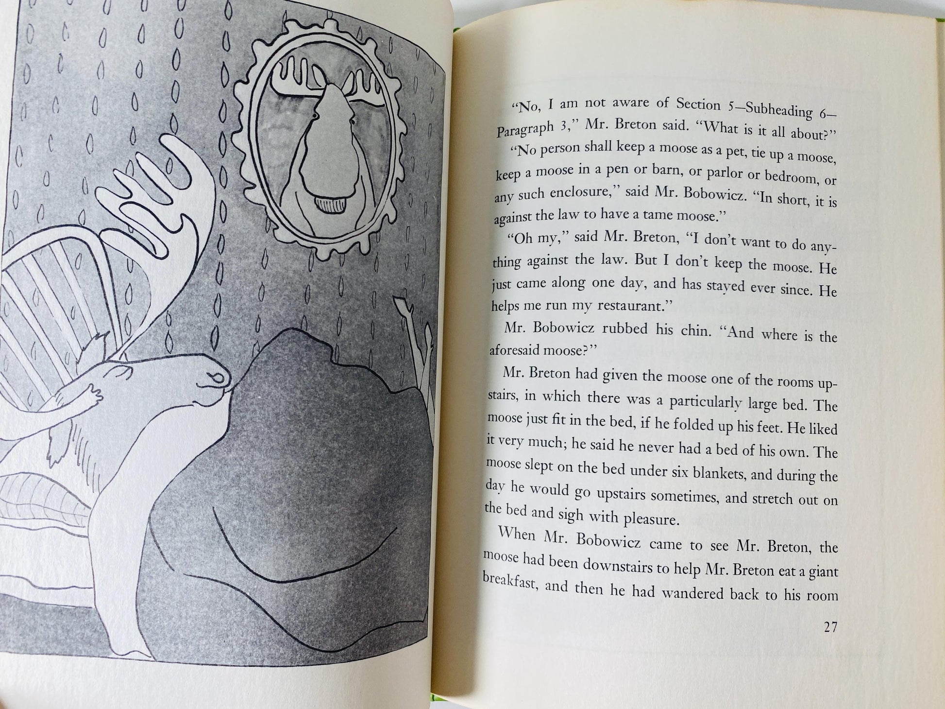Blue Moose vintage children's Weekly Reader book by Manus Pinkwater circa 1975 about a who serves as head waiter and cooks gourmet meals