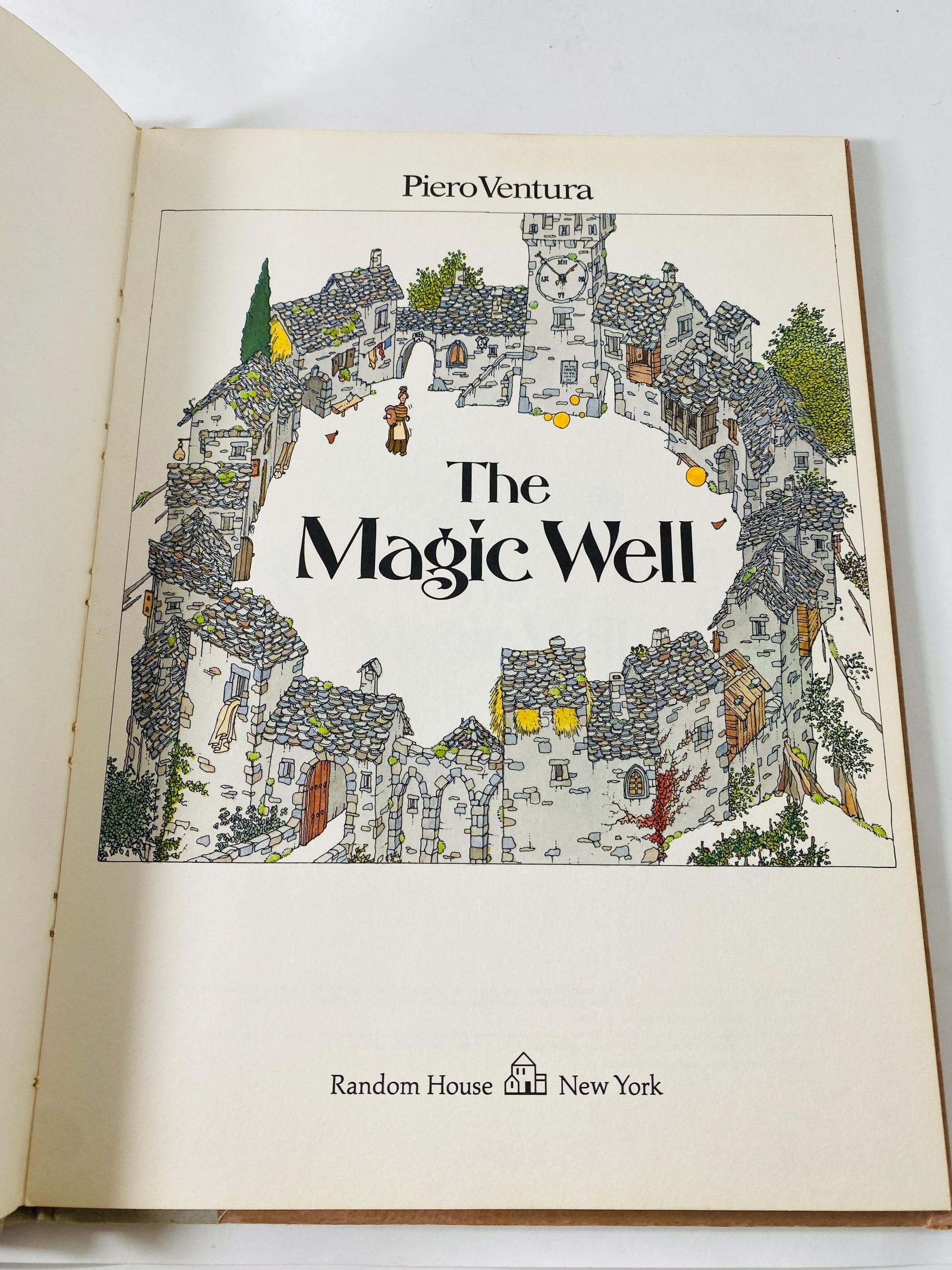 Magic Well vintage children's book by Piero Ventura circa 1976 with allegories book pipelines and industrialism. Data Centers