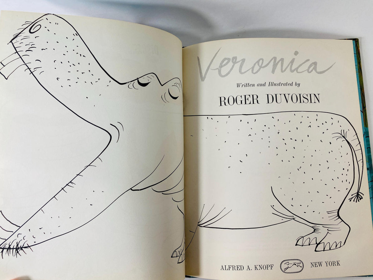 Veronica vintage Weekly Reader children's book by Roger Duvoisin circa 1961 about a hippopotamus who wants to stand out from the herd