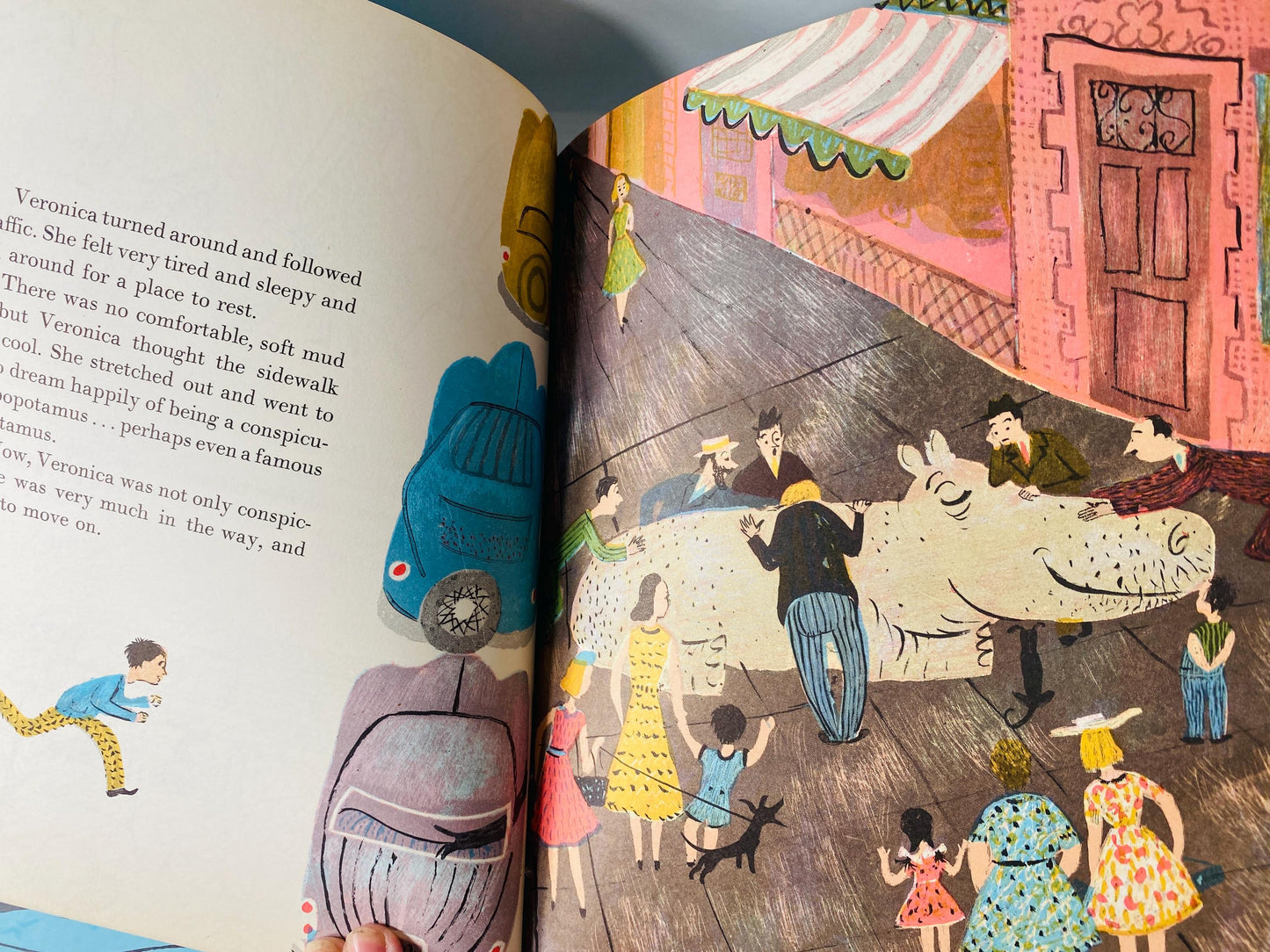 Veronica vintage Weekly Reader children's book by Roger Duvoisin circa 1961 about a hippopotamus who wants to stand out from the herd