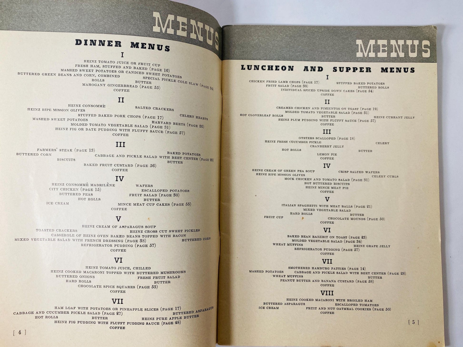 1937 Heinz Book of Quantity Recipes and Menus Vintage Advertising Cookbook Restaurant Recipes for 25–50