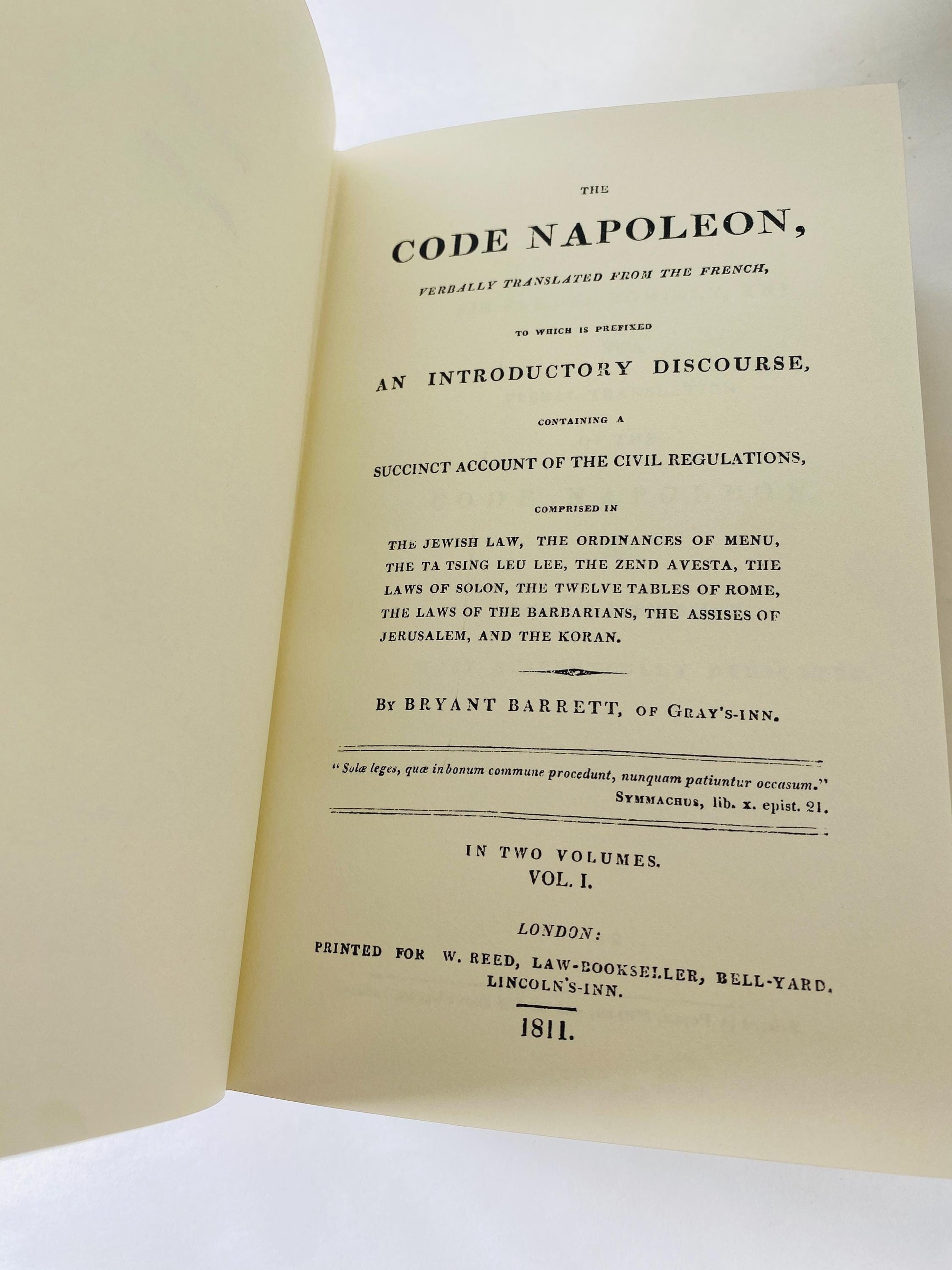 Code Napoleon by Bryant Barrett Leather Bound Legal Book with Gilt Pages Vintage Lawyer Gift