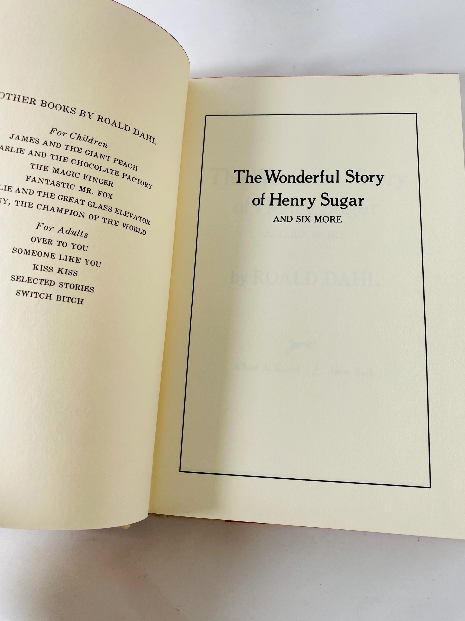 1977 FIRST EDITION vintage book by Roald Dahl Henry Sugar and Six More, First Printing Hardcover with Dust Jacket, Vintage Short Stories