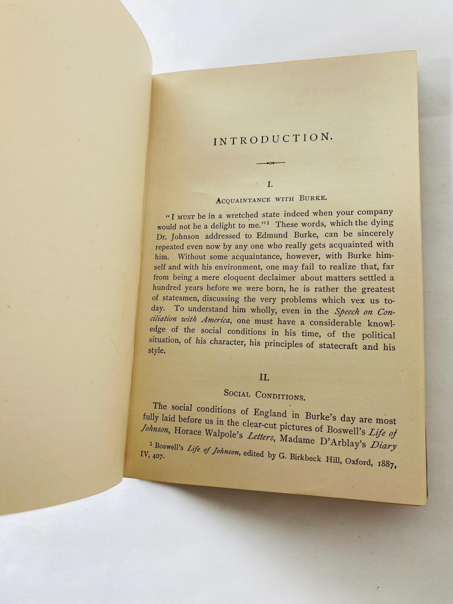 Edmund Burke’s Speech on Conciliation with America antique book circa 1897 which was delivered just before the American Revolution began