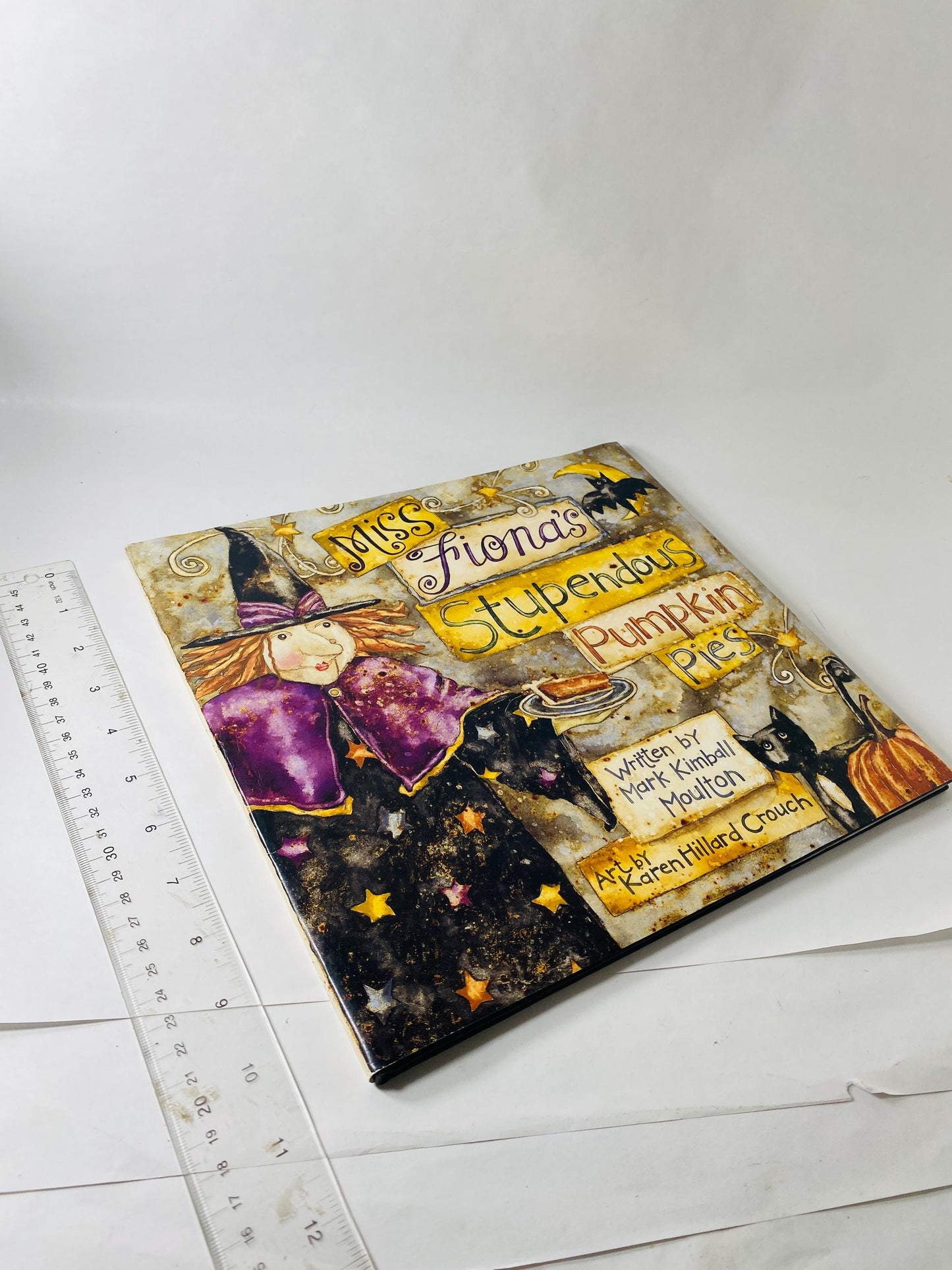 Miss Fiona's Stupendous Pumpkin Pies by Mark Moulton illustrated by Karen Crouch Vintage FIRST PRINTING children's Halloween witch decor.