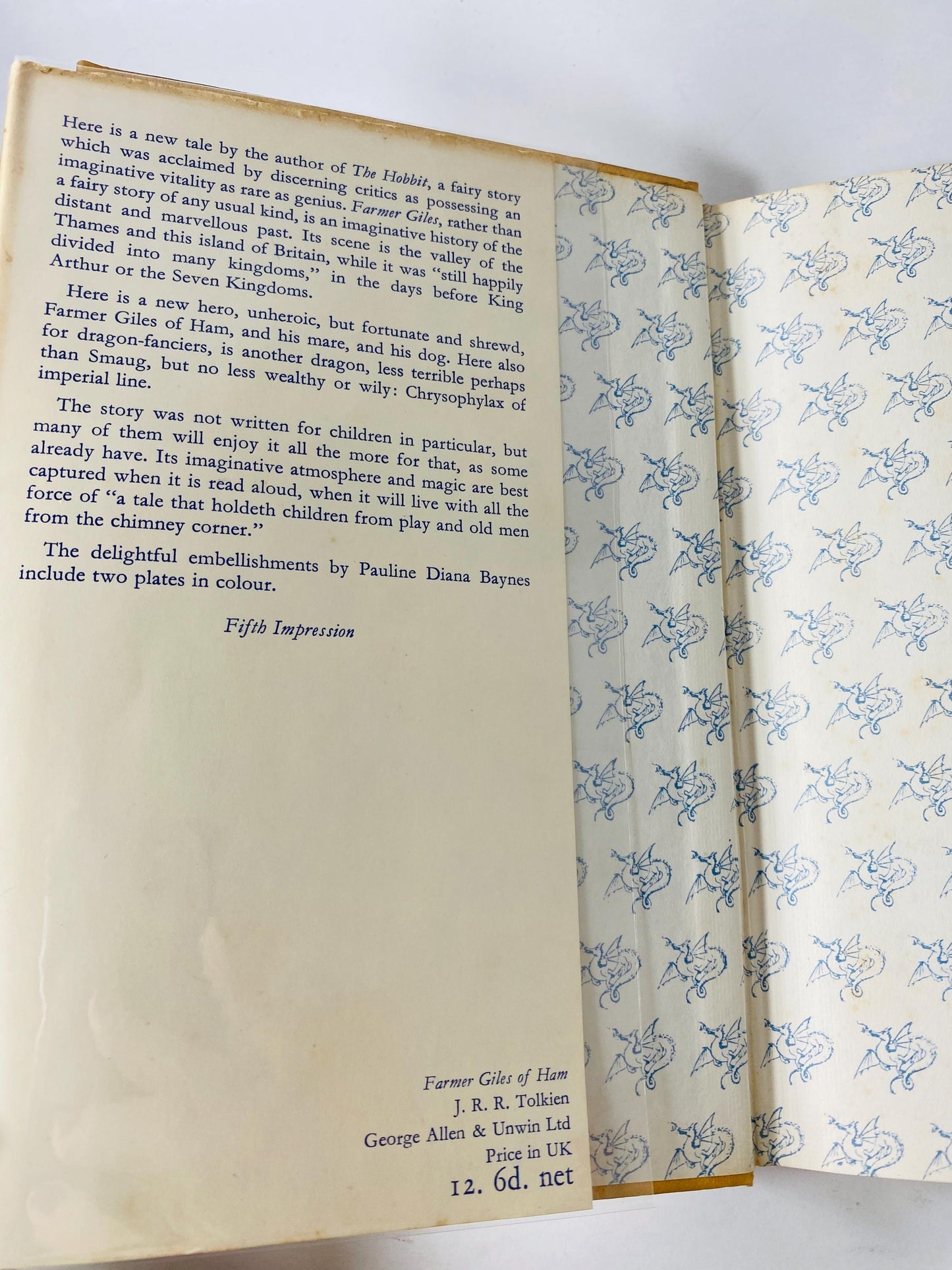 1966 Farmer Giles of Ham JRR Tolkien EARLY PRINTING vintage book Scifi, Hobbit, Lord of the Rings illustrated by Pauline Diana Baynes