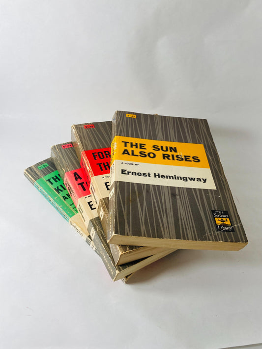 1952 Ernest Hemingway vintage paperback book set Sun Also Rises For Whom the Bell Tolls Snows of Kilimanjaro Farewell to Arms Scribner