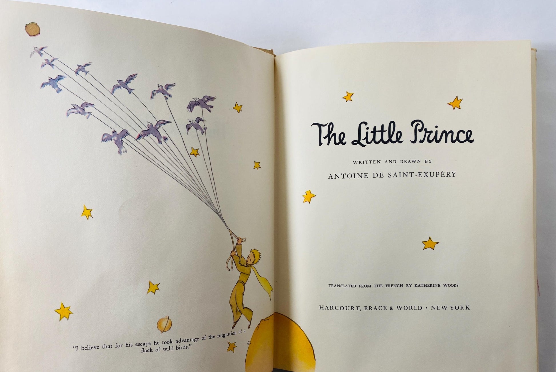 The Little Prince EARLY PRINTING vintage book circa 1943 by Antoine De Saint-Exupery Children's Harcourt Brace World