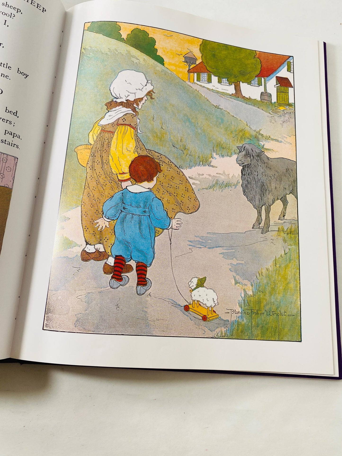 Real Mother Goose LARGE vintage book illustrated circa 1992 by Blanche Fisher Wright children's Fairy Tales Bedtime stories porch