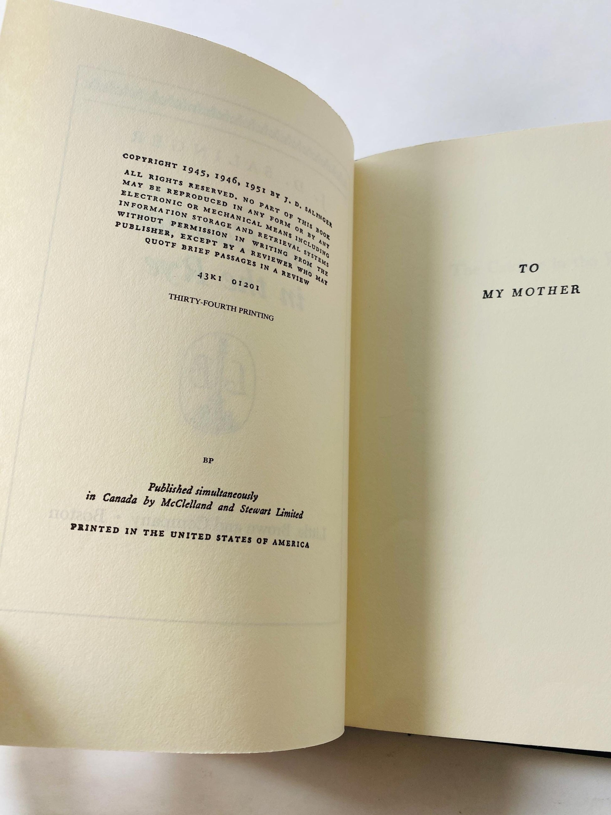 Catcher in the Rye EARLY PRINTING by JD Salinger vintage book circa 1951 Teenage angst & alienation Holden Caulfield gift